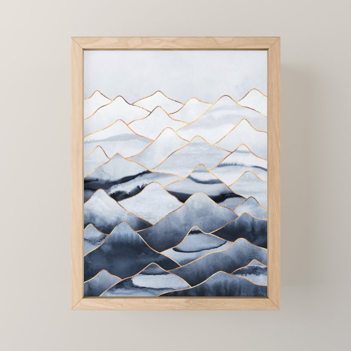 Mountains 2 - Gold Colored Lines Mini Art Print Gallery Image 1