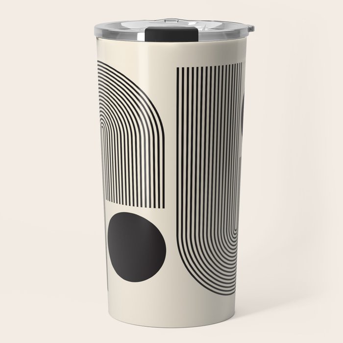 Abstraction_BLACK_LINE_DOT_POP_ART_Minimalism_004D Travel Mug Gallery Image 1