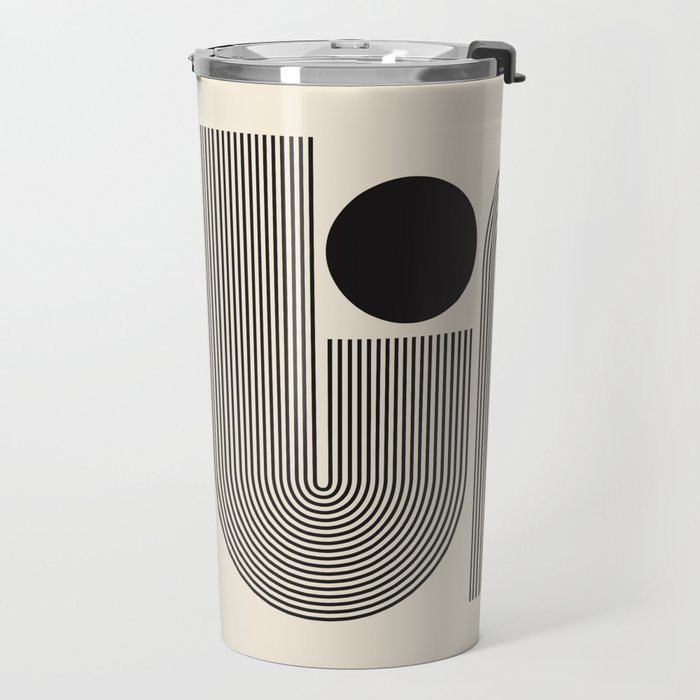 Abstraction_BLACK_LINE_DOT_POP_ART_Minimalism_004D Travel Mug Gallery Image 2