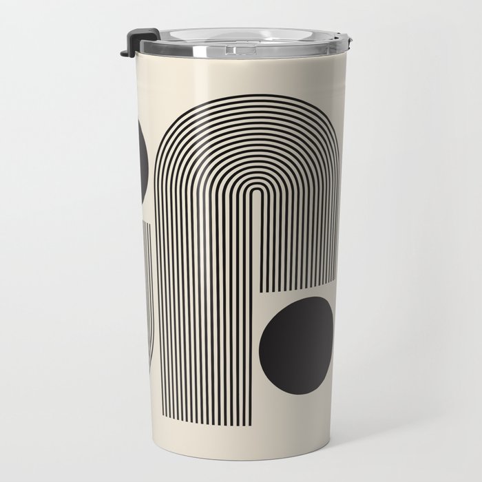 Abstraction_BLACK_LINE_DOT_POP_ART_Minimalism_004D Travel Mug Gallery Image 3