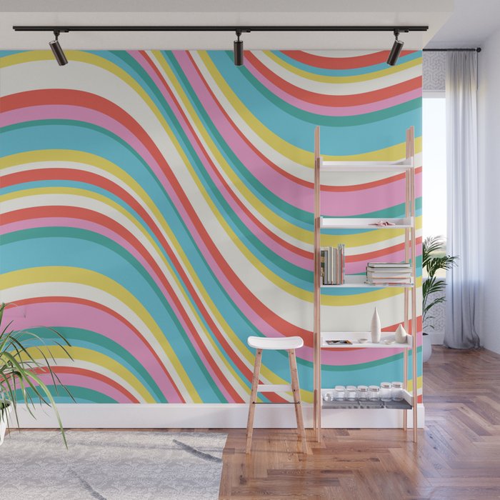  Wavy Stripes II - 60s Candy Rainbow Wall Mural Gallery Image 1