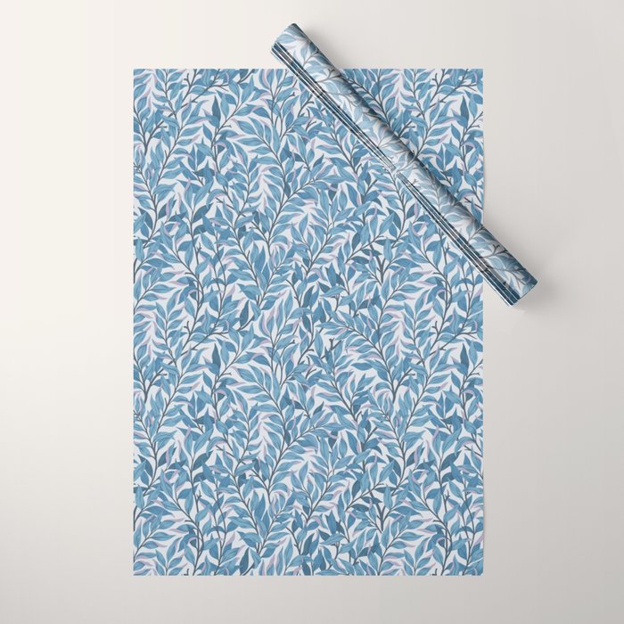 Romantic Botanica - Foliage in Light Blue Wrapping Paper Gallery Image 1