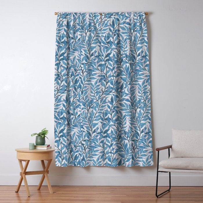 Romantic Botanica - Foliage in Light Blue Window Curtain Gallery Image 5