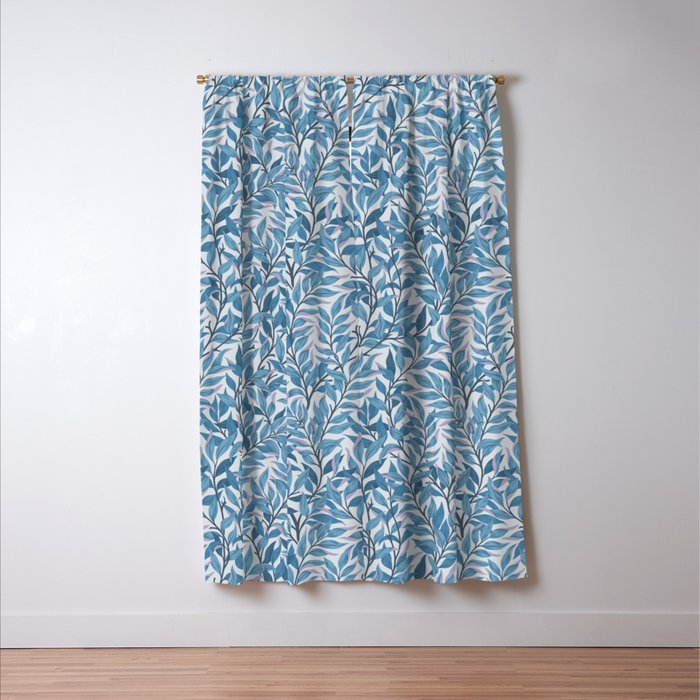 Romantic Botanica - Foliage in Light Blue Window Curtain Gallery Image 3