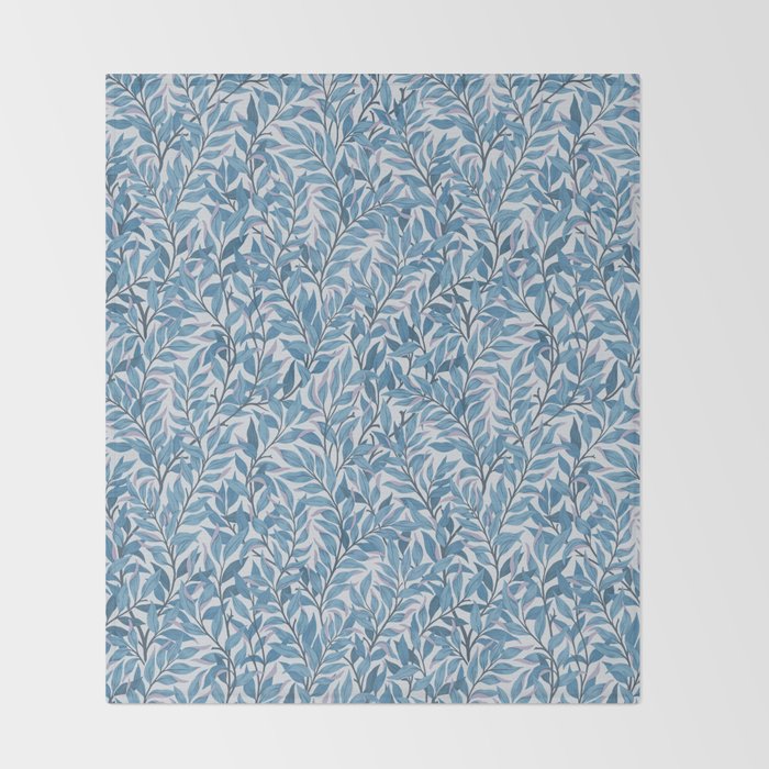 Romantic Botanica - Foliage in Light Blue Throw Blanket Gallery Image 2