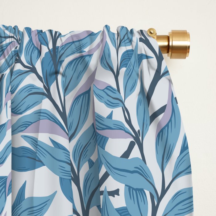 Romantic Botanica - Foliage in Light Blue Window Curtain Gallery Image 2