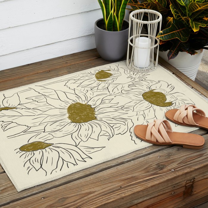 Minimalist Sunflowers 2 Outdoor Rug Gallery Image 2