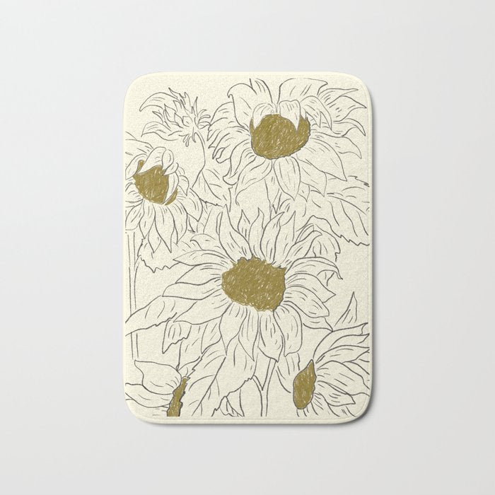 Minimalist Sunflowers 2 Bath Mat Gallery Image 1
