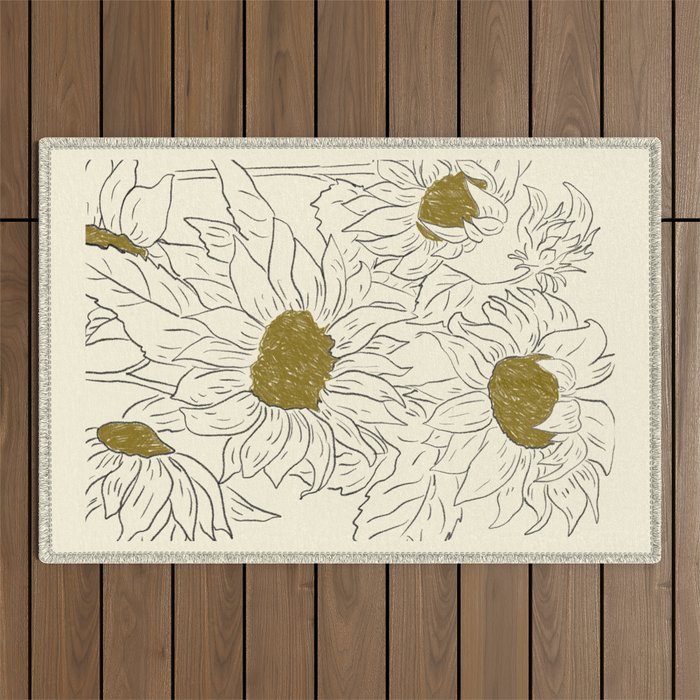 Minimalist Sunflowers 2 Outdoor Rug Gallery Image 1