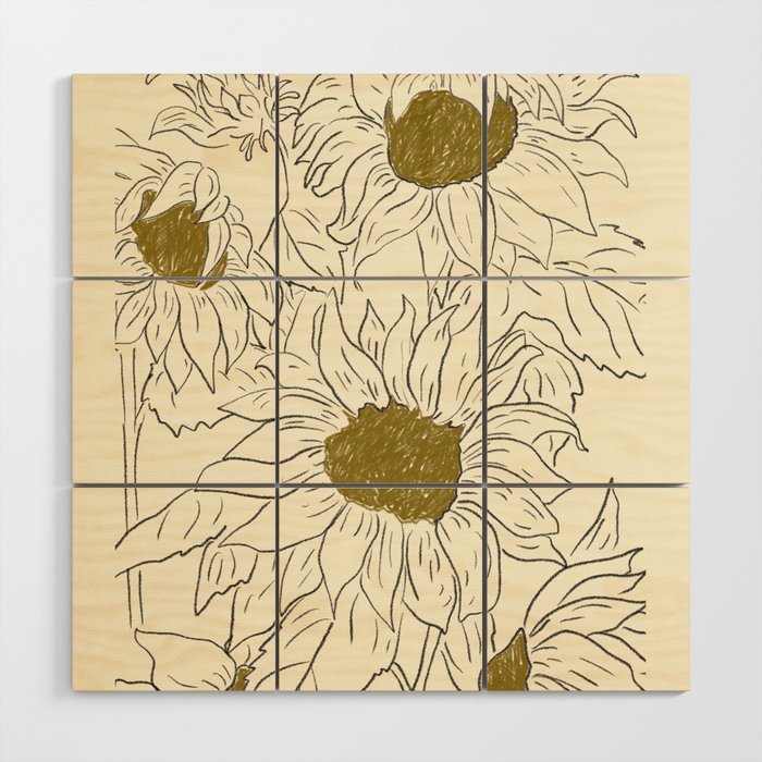 Minimalist Sunflowers 2 Wood Wall Art Gallery Image 1