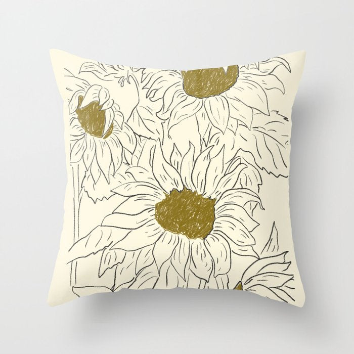 Minimalist Sunflowers 2 Throw Pillow Gallery Image 6