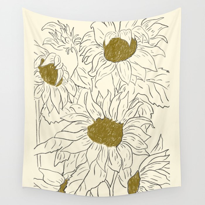 Minimalist Sunflowers 2 Wall Tapestry Gallery Image 4
