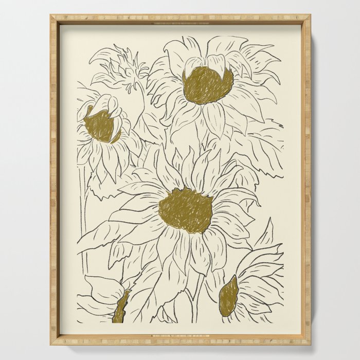 Minimalist Sunflowers 2 Serving Tray Gallery Image 1