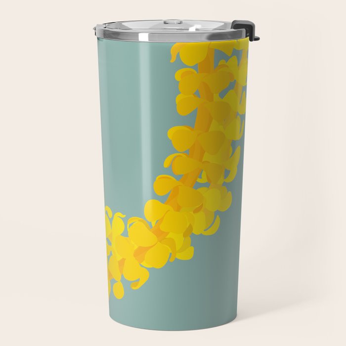 Puakenikeni lei drape on blue Travel Mug Gallery Image 2