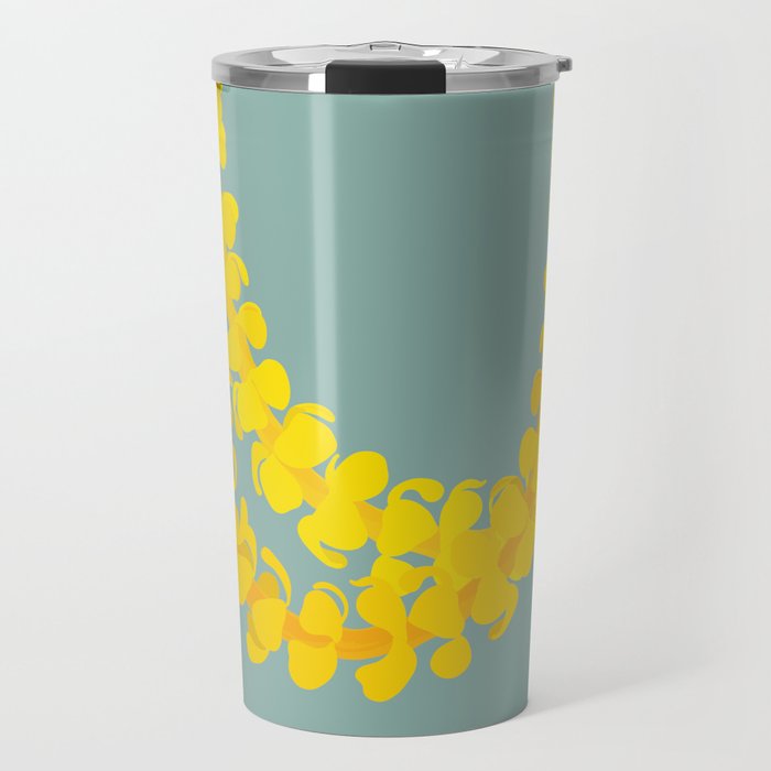 Puakenikeni lei drape on blue Travel Mug Gallery Image 1