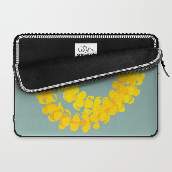 Puakenikeni lei drape on blue Laptop Sleeve Gallery Image 2