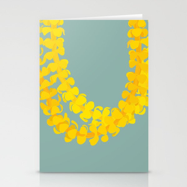 Puakenikeni lei drape on blue Stationery Card Gallery Image 2