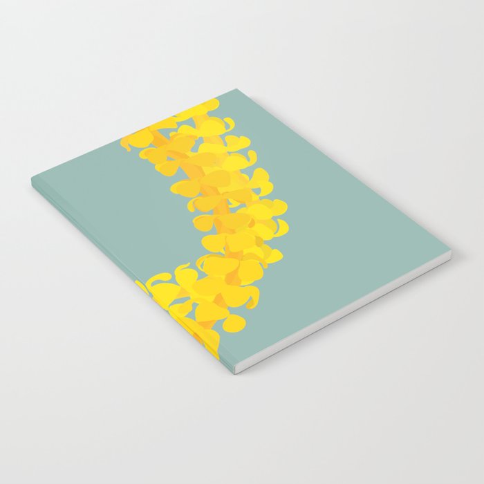 Puakenikeni lei drape on blue Notebook Gallery Image 1