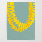 Puakenikeni lei drape on blue Poster Gallery Image 4