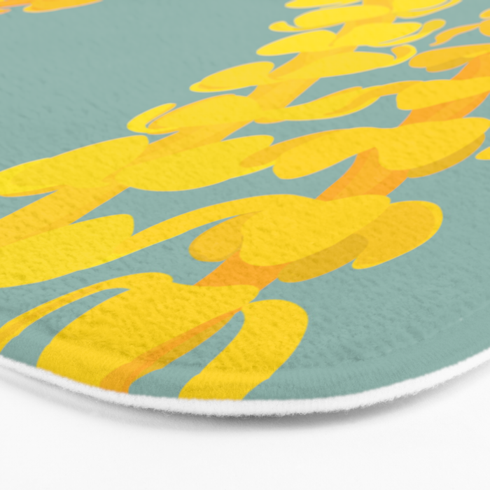 Puakenikeni lei drape on blue Bath Mat Gallery Image 3