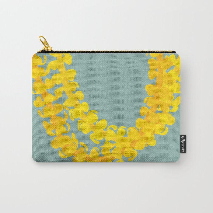 Puakenikeni lei drape on blue Carry All Pouch Gallery Image 1
