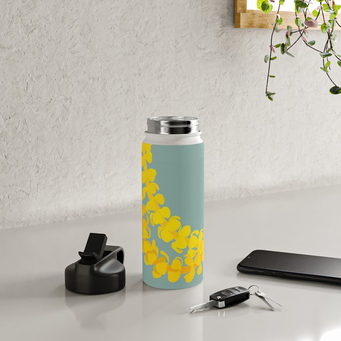 Puakenikeni lei drape on blue Water Bottle Gallery Image 4