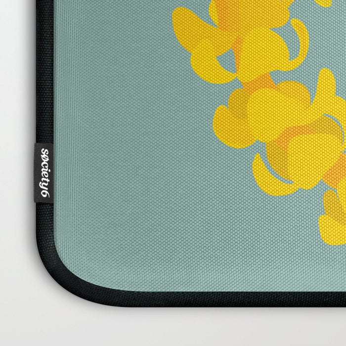 Puakenikeni lei drape on blue Laptop Sleeve Gallery Image 3