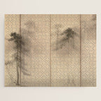 Pine Trees Six-Fold Azuchi-Momoyama Period Japanese Screen - Hasegawa Tohaku Jigsaw Puzzle Gallery Image 1