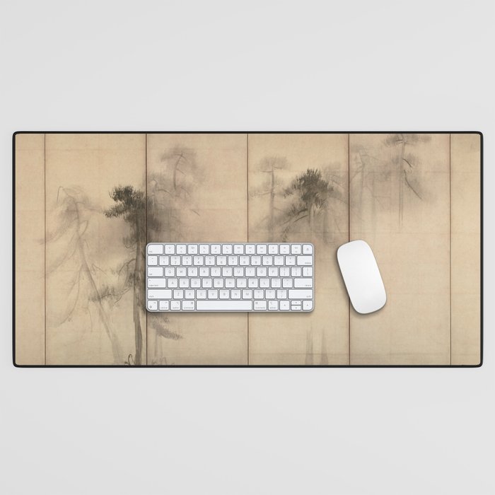 Pine Trees Six-Fold Azuchi-Momoyama Period Japanese Screen - Hasegawa Tohaku Desk Mat Gallery Image 1
