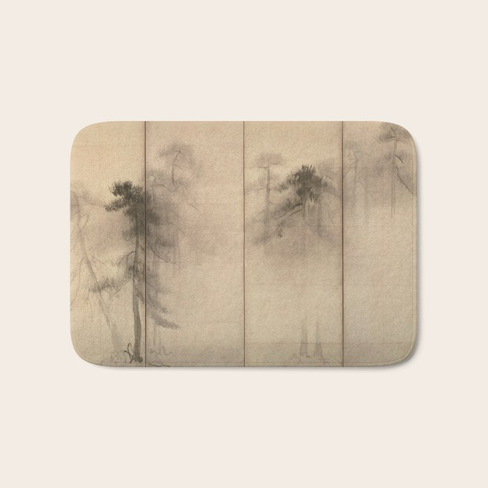 Pine Trees Six-Fold Azuchi-Momoyama Period Japanese Screen - Hasegawa Tohaku Bath Mat Gallery Image 1