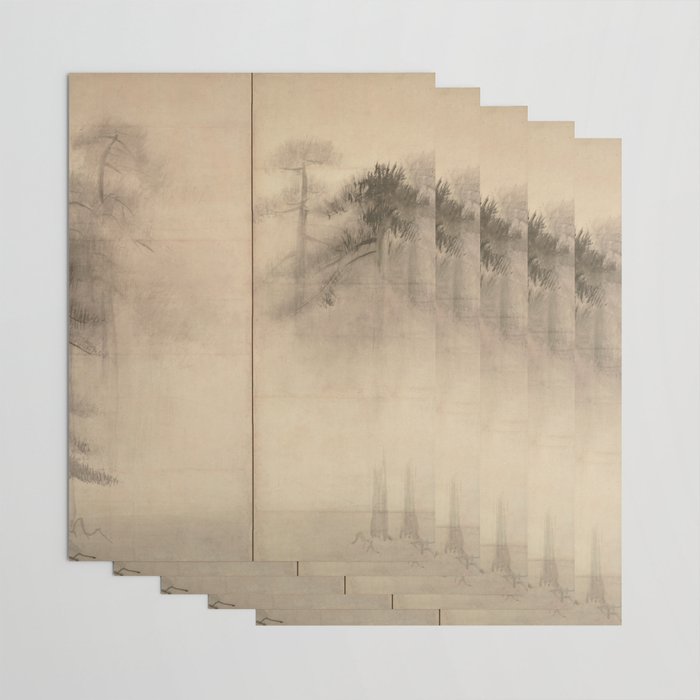Pine Trees Six-Fold Azuchi-Momoyama Period Japanese Screen - Hasegawa Tohaku Wrapping Paper Gallery Image 3