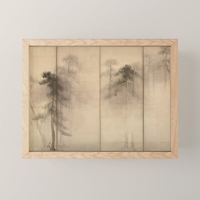 Pine Trees Six-Fold Azuchi-Momoyama Period Japanese Screen - Hasegawa Tohaku Mini Art Print Gallery Image 1