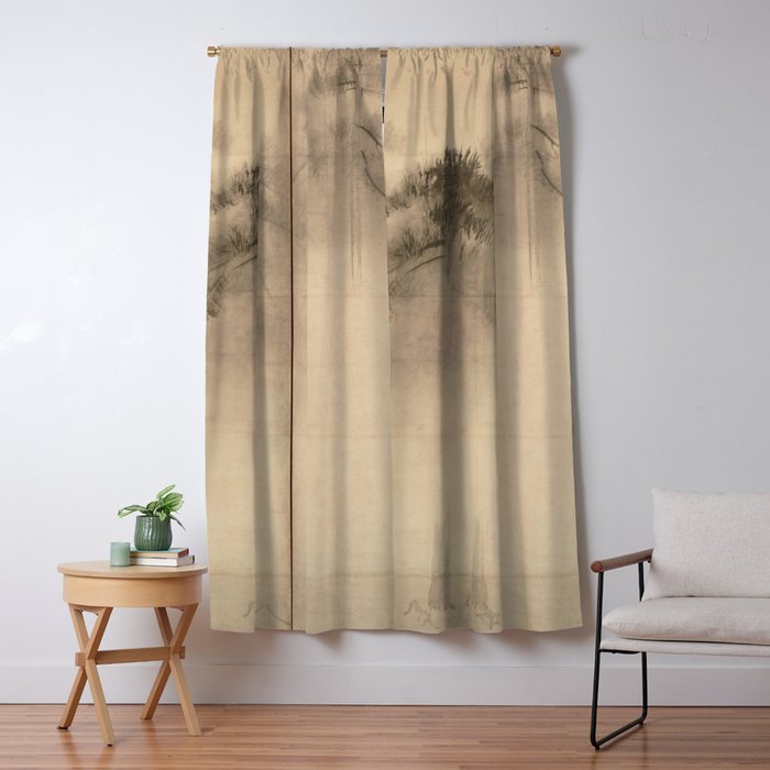 Pine Trees Six-Fold Azuchi-Momoyama Period Japanese Screen - Hasegawa Tohaku Window Curtain Gallery Image 5