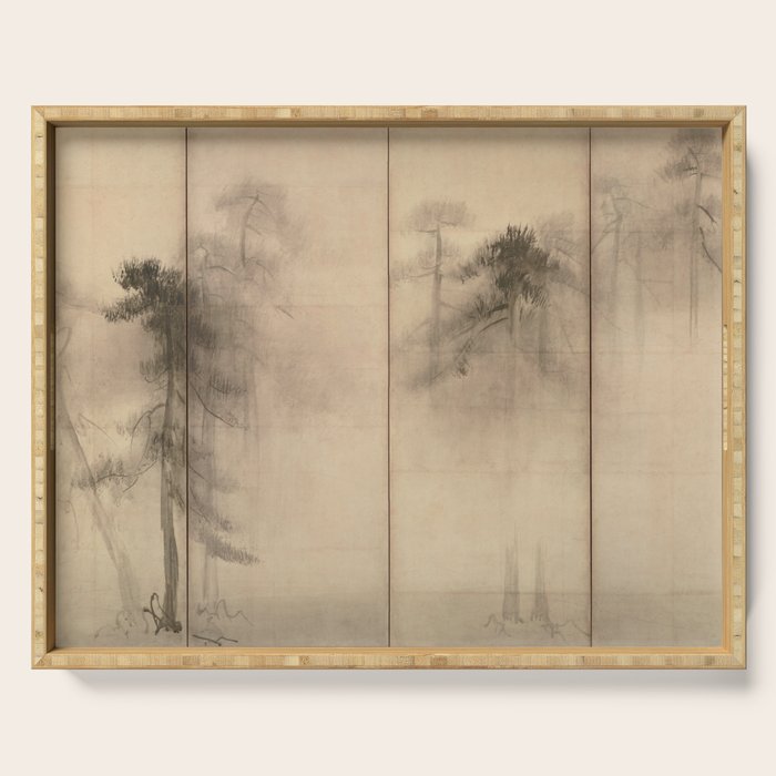 Pine Trees Six-Fold Azuchi-Momoyama Period Japanese Screen - Hasegawa Tohaku Serving Tray Gallery Image 1