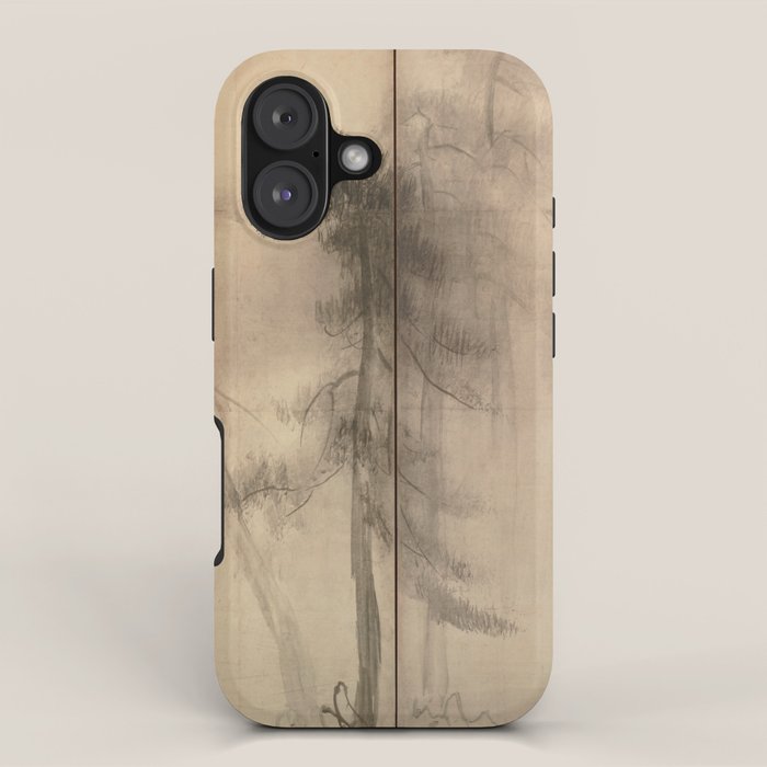 Pine Trees Six-Fold Azuchi-Momoyama Period Japanese Screen - Hasegawa Tohaku iPhone Case Gallery Image 1