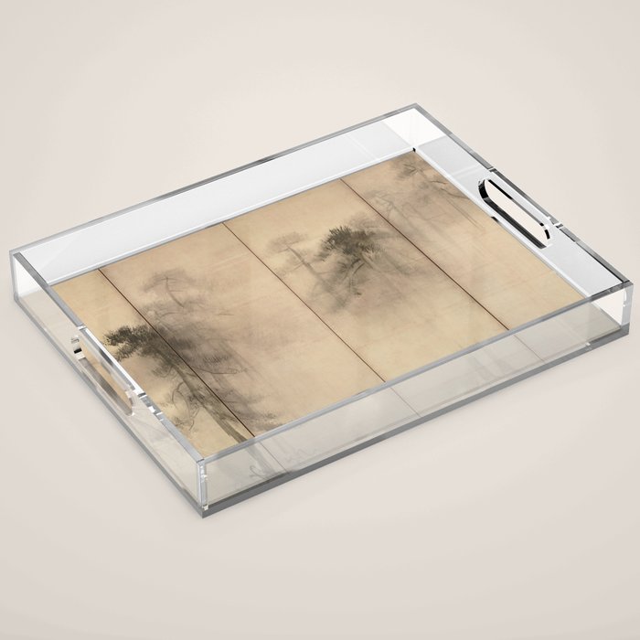 Pine Trees Six-Fold Azuchi-Momoyama Period Japanese Screen - Hasegawa Tohaku Acrylic Tray Gallery Image 1