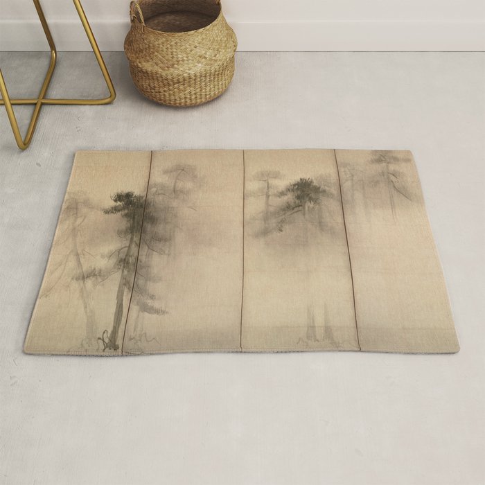 Pine Trees Six-Fold Azuchi-Momoyama Period Japanese Screen - Hasegawa Tohaku Rug Gallery Image 1