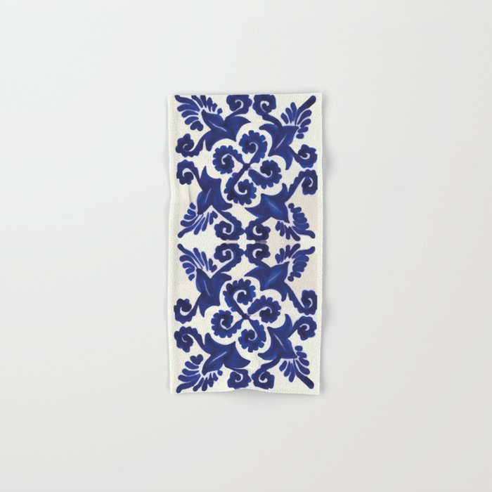 Talavera mexican tile traditional blue ceramic mosaic Bath Towel Gallery Image 1