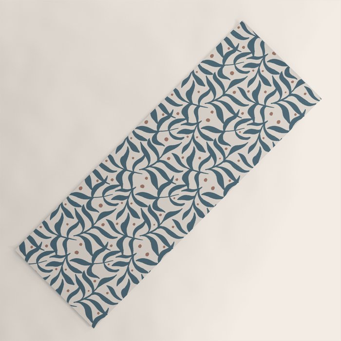 Branches and Berries - Teal and Mocha Yoga Mat Gallery Image 1