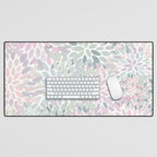 Festive, Floral Prints, Pink and Green, Modern Print Art Desk Mat Gallery Image 1