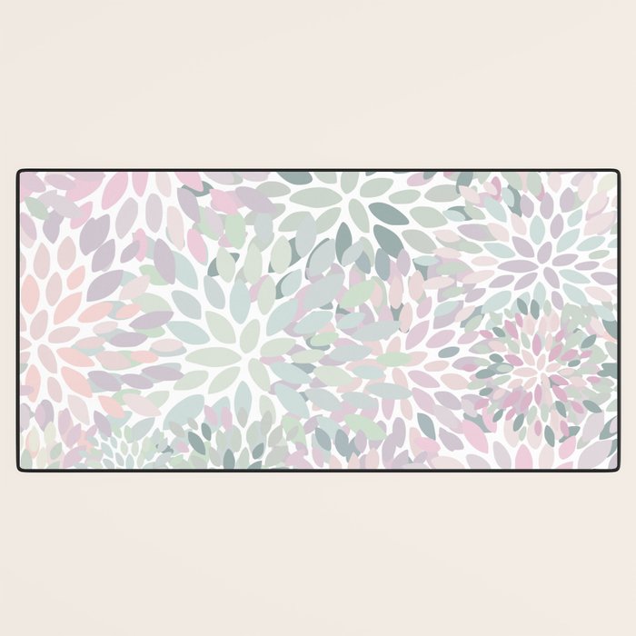 Festive, Floral Prints, Pink and Green, Modern Print Art Desk Mat Gallery Image 3