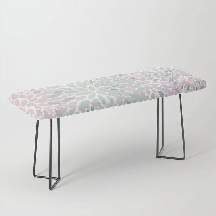Festive, Floral Prints, Pink and Green, Modern Print Art Bench Gallery Image 1