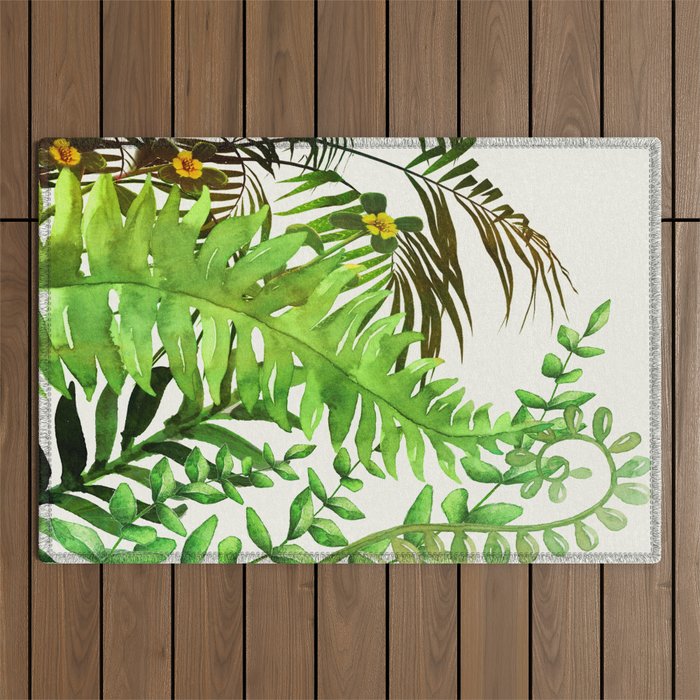 Watercolor Plants Outdoor Rug Gallery Image 1