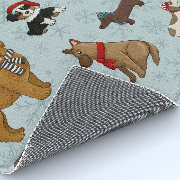 Christmas Puppies, Holiday Dog Print, Cute Puppy Pattern, Winter Pups Rug Gallery Image 4