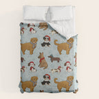 Christmas Puppies, Holiday Dog Print, Cute Puppy Pattern, Winter Pups Duvet Cover Gallery Image 6