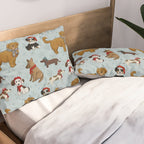 Christmas Puppies, Holiday Dog Print, Cute Puppy Pattern, Winter Pups Pillow Sham Gallery Image 2