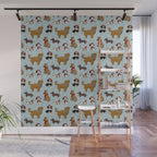 Christmas Puppies, Holiday Dog Print, Cute Puppy Pattern, Winter Pups Wall Mural Gallery Image 1