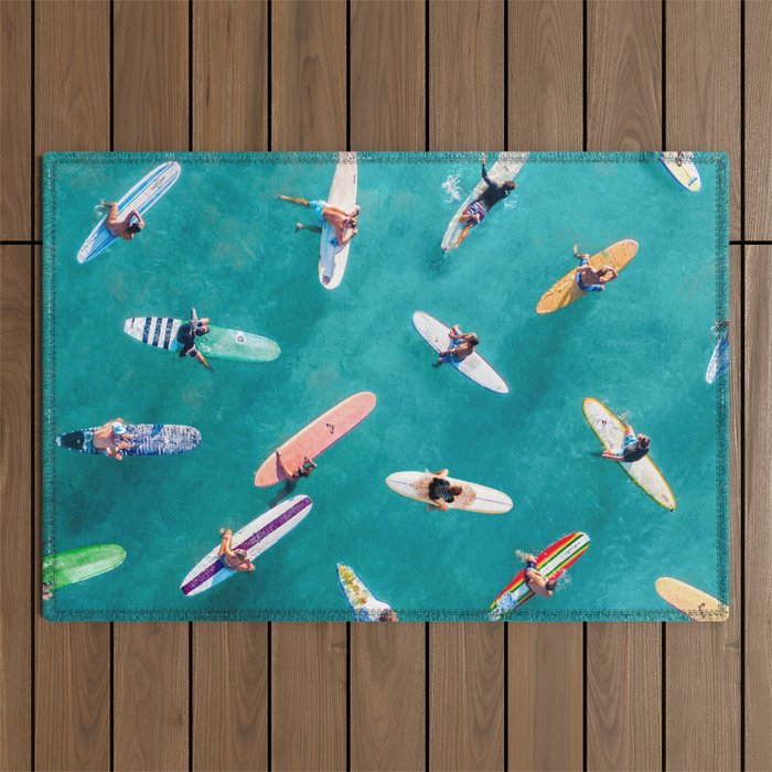 Surfers Traffic Jam Outdoor Rug Gallery Image 1