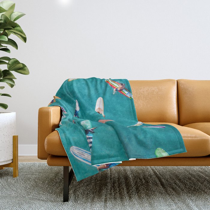 Surfers Traffic Jam Throw Blanket Gallery Image 1