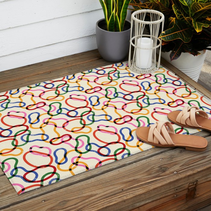 Abstract Loop Color Play Outdoor Rug Gallery Image 2